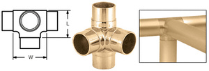 CRL Polished Brass Side Outlet Tee for 2" Tubing