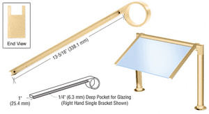 CRL Polished Brass Right Hand Single Faced Sneeze Guard Bracket for 2" Tubing