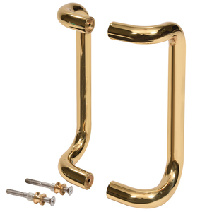 CRL 10" Polished Brass Offset Pull Handles Back-to-Back