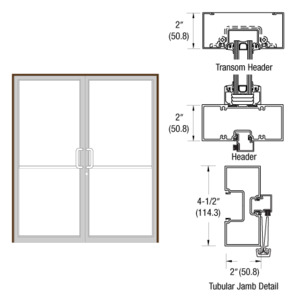 CRL-U.S. Aluminum Custom Size Dark Bronze/Black Anodized Class 1 Series 451 Tubular Gear Hinge Transom Frame Complete (2FT)