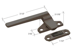 CRL Bronze Left Hand Casement Window Locking Handle - 1-1/2" Screw Holes