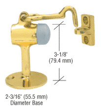CRL Polished Brass Floor Mounted Heavy-Duty Door Stop With Hook and Holder