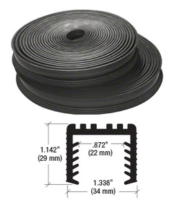 CRL Black Flexible Rubber LR25 Series Cap Rail Insert for 25.52 mm Laminated Glass - 100' (30.5 m)