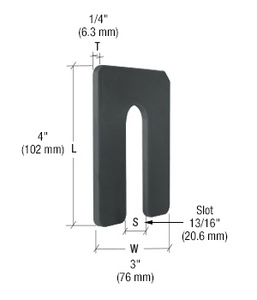 CRL Black 1/4" x 4" Jumbo Size Plastic Horseshoe Shims