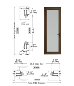 Custom Class I Bronze Black Anodized Series 900 Hinged Left Swing In Terrace Single Door with 3-3/4" Bottom Rail and Standard Threshold