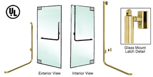 CRL-Blumcraft® Satin Brass Left Hand Reverse Glass Mount Keyed Access "B" Exterior, Top Securing Panic Handle
