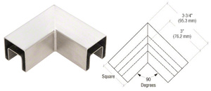 CRL 316 Brushed Stainless Steel 90 Degree Horizontal Roll Formed Cap Rail Corners