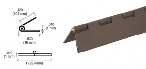 CRL Bronze Finish 1" Aluminum Piano Hinge - 72"