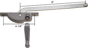 CRL 9" Left Hand Aluminum Casement Window Operator 4-1/4" Screw Hole for Fenestra