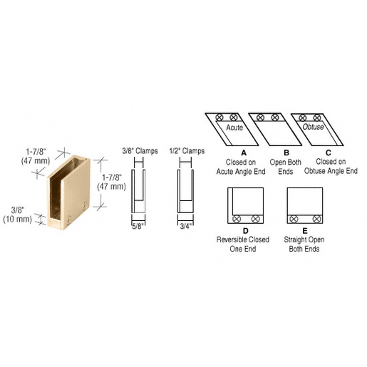 CRL Polished Brass 1/2" 90 Degree Straight End Clamp Type "D" Stair and Walkway Railings