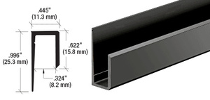 CRL Gloss Black Canadian Style 1/4" Deep Nose "J" Channel