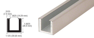 CRL Brushed Stainless Wet Glaze 1" Deep U-Channel Custom Length