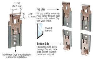CRL Nickel Plated Adjustable Mirror Clip Set for 1/4" Beveled Mirror