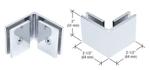 CRL Polished Chrome Square 90 Degree Glass-to-Glass Clamp