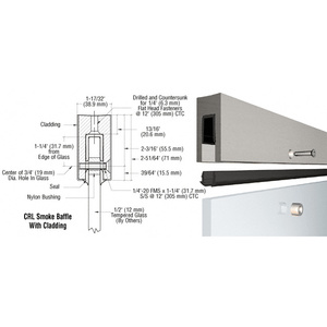 CRL Custom Aluminum Smoke Baffle Base Shoe with Brushed Stainless Cladding for 1/2" Glass