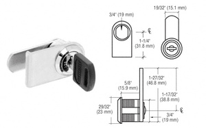 CRL Chrome Left Hand Lock for Cabinet Swinging Glass Door - Keyed Alike