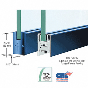 CRL Custom Color 1/2" Glass Low Profile Square Door Rail Without Lock - Custom Length