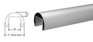 CRL 316 Brushed Stainless 50.8 mm Premium Cap Rail for 21.52 or 25.52 mm Glass - 3 m Long