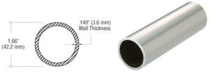 CRL Polished Stainless 1-1/4" Schedule 40 Pipe Rail Tubing - 240"