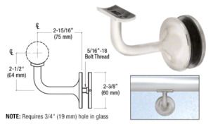 CRL Brushed Stainless Pismo Series Glass Mounted Hand Rail Bracket for 1-1/2" and 1.66" Diameter Hand Rail Tubing