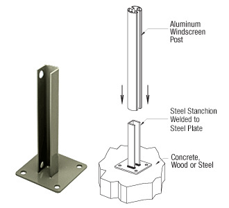 CRL Beige Gray AWS Steel Stanchion for 90 Degree Rectangular Corner Posts