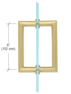 CRL Satin Brass 6" MT Series Round Tubing Mitered Corner Back-to-Back Pull Handle