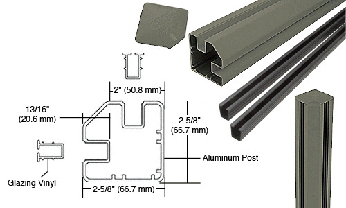 CRL Beige Gray AWS 2" x 2-5/8" Rectangular 90 Degree 60" Corner Post Kit