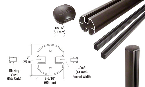 CRL Matte Bronze 3" Diameter Round 180 Degree 36" Center Post Kit
