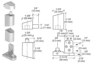 CRL Aluminum Offset Left Hand Pivot Set Flush with Frame Face