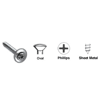 CRL Chrome 6 x 5/8" Oval Head Phillips Sheet Metal Screws with Countersunk Washers