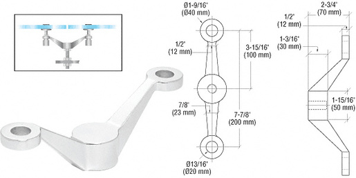 CRL Polished Stainless Double Arm Heavy Duty Post or Column Mount Spider Fitting
