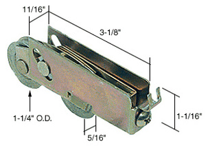 CRL 1-1/4" Tandem Steel Sliding Glass Door Rollers with 11/16" Wide Housing for Pacific Doors