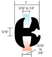 CRL Two-Piece Self-Sealing Universal Weatherstrip 5/16" to 3/8" Panel - 3/16" to 1/4" Glass