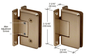 CRL Brushed Bronze Cologne 337 Series Adjustable Wall Mount 'H' Back Plate Hinge