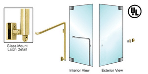 CRL-Blumcraft® Satin Brass Right Hand Reverse Glass Mount Keyed Access "Z" Exterior Bottom Securing Panic Handle