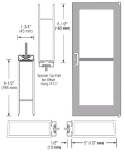CRL-U.S. Aluminum White KYNAR® Paint Custom Single Series 550 Wide Stile Offset Pivot Entrance Door For Panic and Overhead Concealed Door Closer