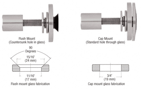 CRL 316 Brushed Stainless Steel Rigid Combination Fastener for 3/8" to 1/2" Tempered Glass