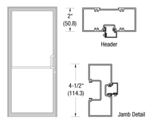 CRL-U.S. Aluminum Clear Anodized Class 1 40" x 86" 451 Series Right Hand Tubular Offset Pivot Up and Over Frame Complete (1F)