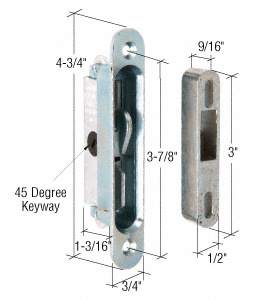 CRL 3/4" Wide Mortise Lock and Keeper with 3-7/8" Screw Holes for Pennco Doors
