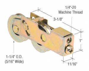 CRL 1-1/4" Tandem Steel Sliding Glass Door Rollers with 11/16" Wide Housing for Keller Doors