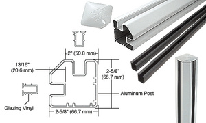 CRL Sky White AWS 2" x 2-5/8" Rectangular 90 Degree 48" Corner Post Kit