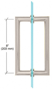 CRL Satin Nickel 8" MT Series Round Tubing Mitered Corner Back-to-Back Pull Handle