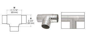 CRL Polished Stainless Flush Tee for 2" Tubing