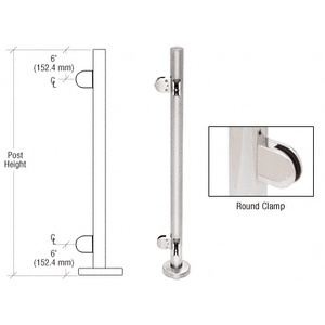 CRL Polished Stainless 36" Steel Round Glass Clamp 90 Degree Corner Post Railing Kit
