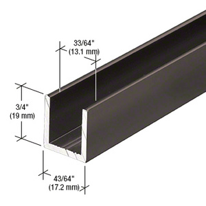 CRL Gun Metal 1/2" Fixed Panel Shower Door Deep U-Channel - 95"