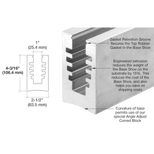  CRL B5A Series Mill 120" Square Bottom Mount Base Shoe Undrilled for 1/2" Glass