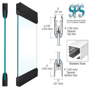 CRL Black Type 3 Standard SPS with 4" Tapered Rails Top and Bottom