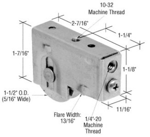 CRL 1-1/2" Stainless Steel Sliding Glass Door Roller With 11/16" Wide Housing