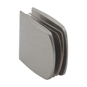 Brushed Nickel 2" X 1-3/4" Cambered Face Wall Mount Glass Clip