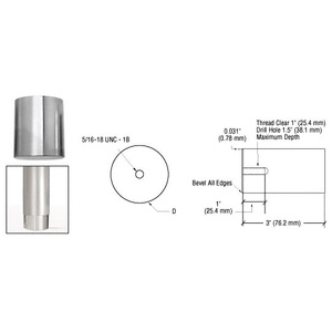 CRL Mill Aluminum Concealed Mounting Lug for 1" Tubing
